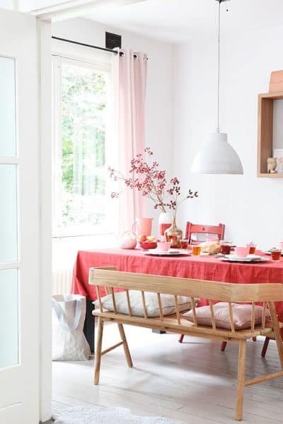 decoración rosa con madera